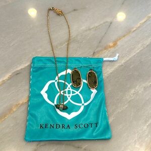 Kendra Scott rose gold necklace and earring set